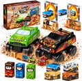 Monster Truck Magnetic Blocks Set: Build & Race Stunt Arenas for Boys 3+
