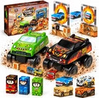 Monster Truck Magnetic Blocks Set: Build & Race Stunt Arenas for Boys 3+