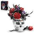 Skull Roses Flowers Building Set for Adults, Gothic Horror Skeleton with Red ...