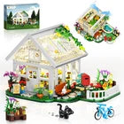 Flower House Building Set with LED Light, Creative Greenhouse Building