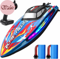Fast RC Boat for Pool & Lake, 20+MPH, 40+ Mins, 7 LED Light Modes, Self Righting
