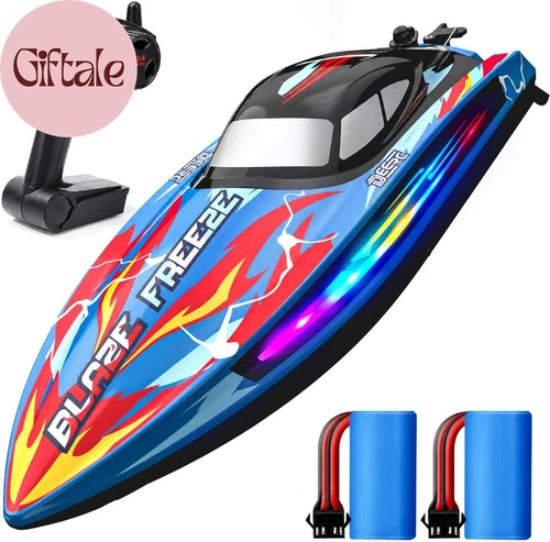 Fast RC Boat for Pool & Lake, 20+MPH, 40+ Mins, 7 LED Light Modes, Self Righting