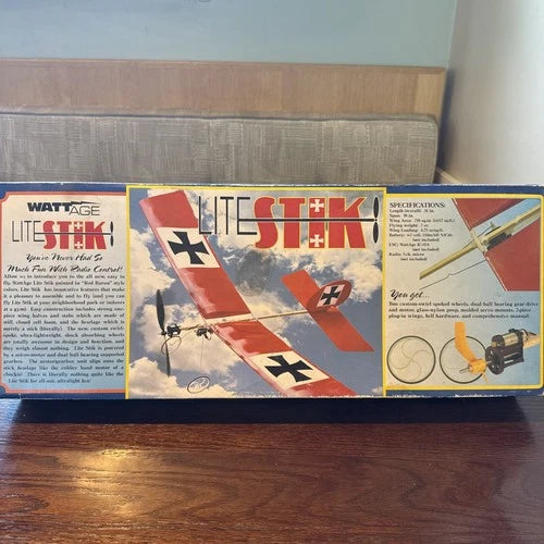 WATTAGE'S The “Red Baron” Lite Stick Electric Model Airplane Kit New Open Box