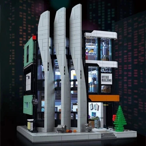 Corporate Skyscraper MOC Building Blocks Set,Modular Office DIY Model Bricks Toy