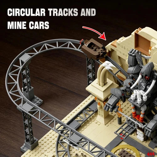 New Ancient Tomb Roller Coaster 1299Pcs Mine Cart Building Blocks Set Unbranded