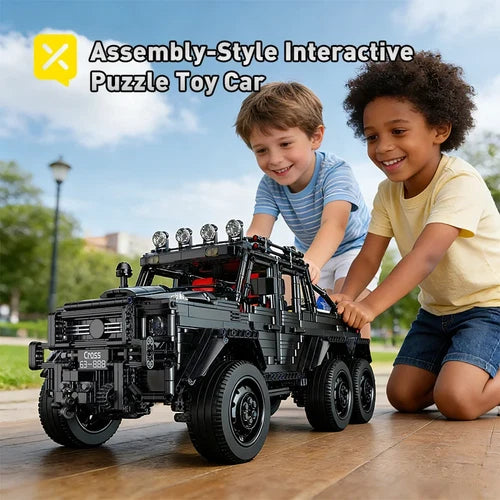 1:8 Scale 6X6 Black Off-Road Truck Building Blocks Pickup Construction Toy Set