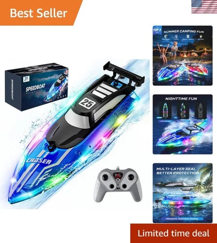 Exciting LED Remote Control Boat for Kids - Perfect for Pool Racing & Family Fun