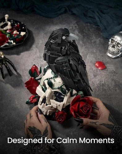 Gothic Skull & Raven Flower Building Blocks Set – Adult Gift