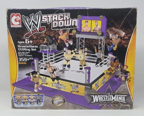SEALED - WWE StackDown WrestleMania XXX Ring Set #21035 - Cena, Orton, Triple H