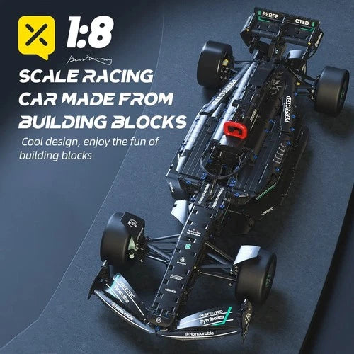 1724pcs 1:8 Black F1 Formula Racing Car Model Building Blocks toys gift