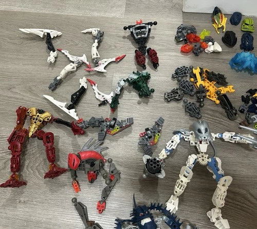 3.6 lbs MEOW BIONICLE Bulk Lot: Masks, Launchers, and Nearly Complete Figures