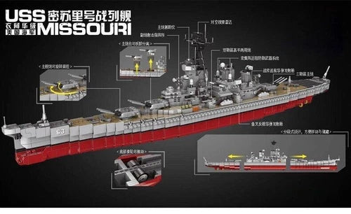 Xingbao WW2 USS Missouri Battleship Building Block Set In Retail Box! 2631 Pcs