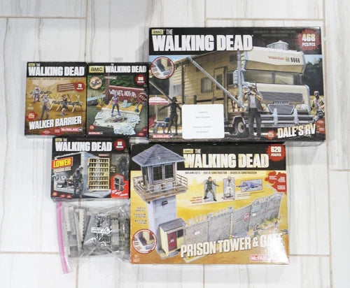 McFarlane Walking Dead Building Set Lot Dale RV Prison Tower Wolves Complete