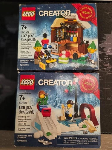 LEGO Creator Toy Workshop 40106 & 40107 Winter Skating Scene Building Set NIB