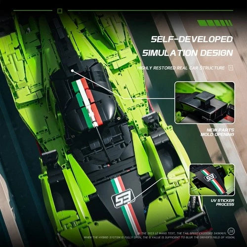 3771PCS MOC Lamborghini SC63 WEC & IMSA Championship Race Car Building Blocks