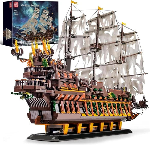 Large Pirates Ship Model Building Blocks Kits, MOC Dutchman Building Block Pirat