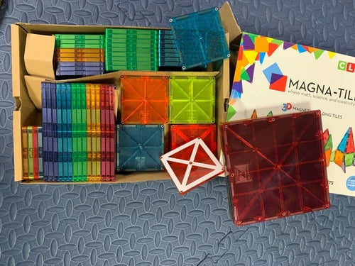 Special Edition-Magna Tiles 100-Piece Clear Colors Magnetic Building Tiles NIBOX