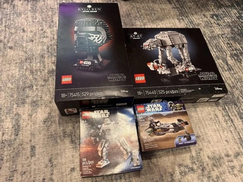 LEGO Star Wars Lot Of 4 New Sealed Sets - Kylo Ren Helmet 75415 AT-AT 75440 Mech