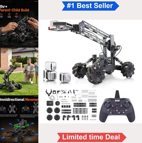 Robotic Arm Kit 2-in-1 Robot Car STEM Building Toy 4 DOF with Remote Control