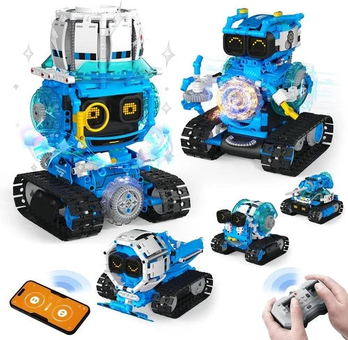 Opmind 5-in-1 STEM RC Robot Building kit, 494Pcs App Coding, Boys Age 8-13