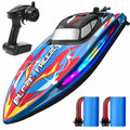 Fast RC Boat for Pool & Lake, 20+ MPH Speed, 40+ Mins Runtime, 7 LED Lights