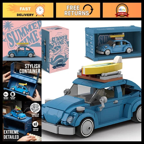 VW Beetle Building Blocks Set - 347 pcs Modular Model Kit w/Display Box - 1:32 S