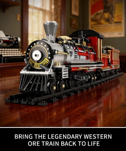 Western Mining Steam Train Building Blocks, West Articulated Locomotive Brick Se