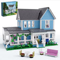 Lorelai House Building Blocks Set Blue Cottage Palace Model Bricks Toy Creative