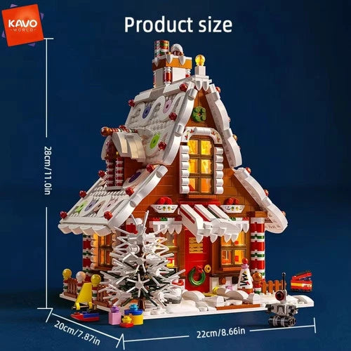 1614PCS Christmas Gingerbread House Building Blocks Set with LED 67134 1614PCS