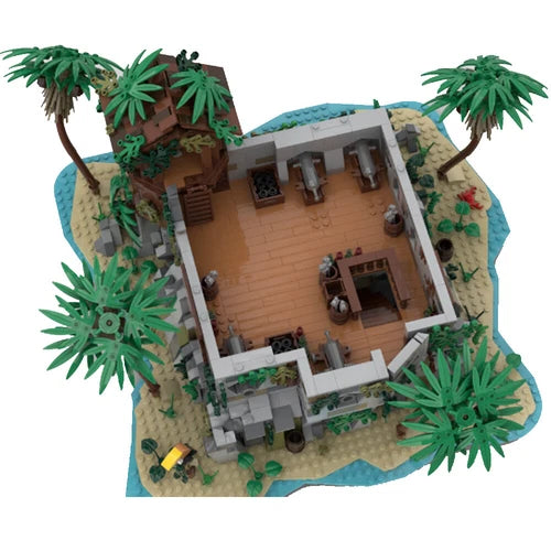 MOC: Secret Base on an Island with Detailed Interior 2381 Bricks Gift DIY