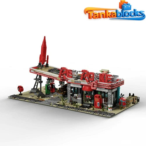 MOC Red Rocket Modular Gas Station Fallout Building Block Set 2267PCS Bricks Toy