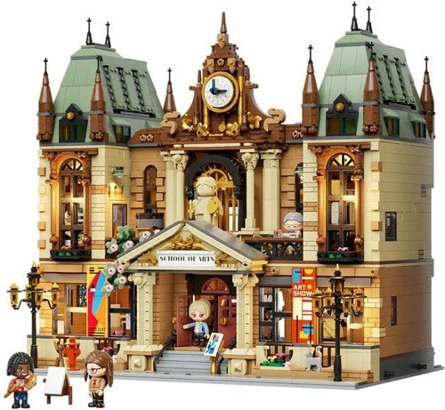 PANTASY 85036 Art School Building Set with Lights, 3463 PCS, 3 Level Interior