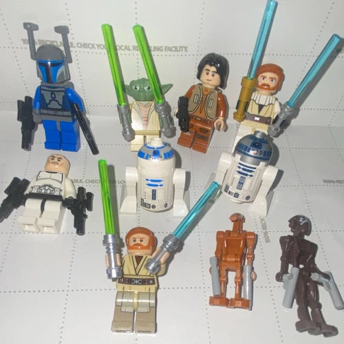 MEOW Star Wars Minifigure Lot of 10 Yoda Obi-Wan Kenobi R2-D2 w/ Droids SW0