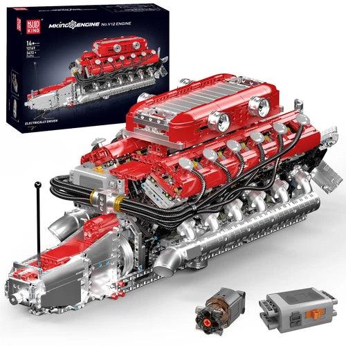 Mould King 10169 V12 Engine Drive Motor Model Building Block Adult Gift Toy Kit