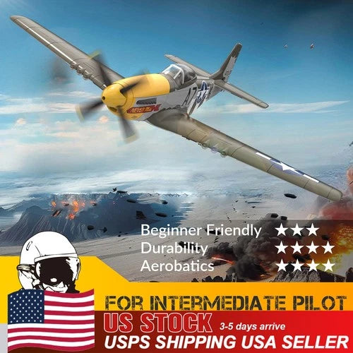 US Stock Volantex WWII P51D RC Plane 2.4G 4CH Brushless 500mm RTF Aerobatic Toy