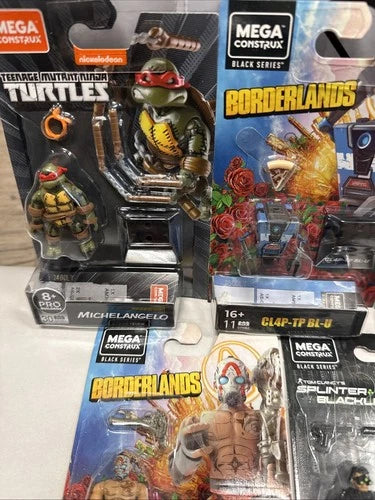 Mega Construx Black Set!! PREDATOR , SAM FISHER , Cl4P, MICHELANGELO & PSYCHO