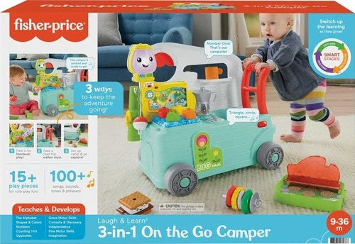 Fisher-Price Baby Learning Toy Laugh & Learn 3-in-1 On-the-Go Camper Walker &