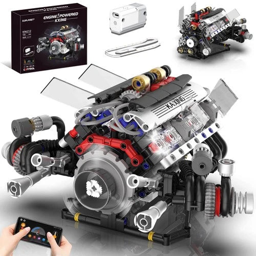 Suplanet Mini V8 Engine Model Kit that Works for Adults Boys Kids,664PCS