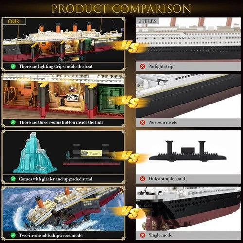 2288-Piece Titanic Building Set - Two Modes & LED Lights for Ultimate Experience