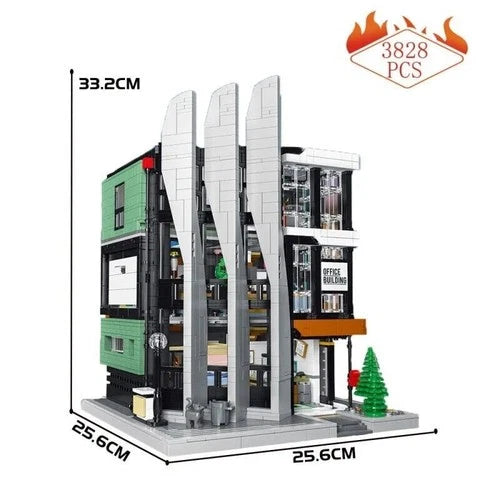 Corporate Skyscraper MOC Building Blocks Set,Modular Office DIY Model Bricks Toy
