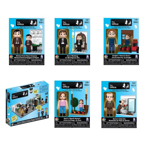 The Office Mini Figure & Dunder Mifflin Buildable Sets - Complete Set of 6 - NIB
