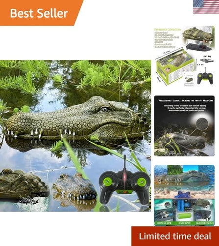 Weather Resistant Crocodile Head RC Boat - Rechargeable Fun for Pools & Lakes