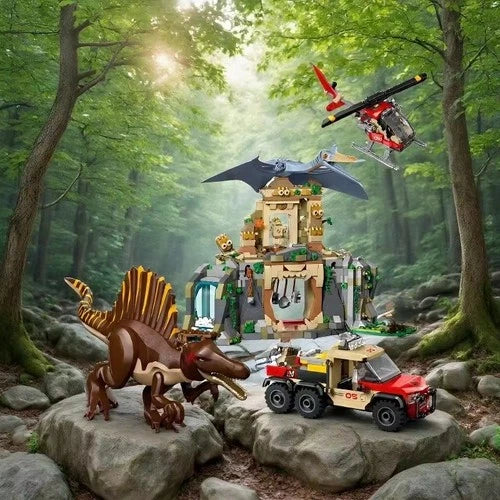 984pcs Spinosaurus & Quetzalcoatlus Air Mission Building Blocks MOC 76976 Toy