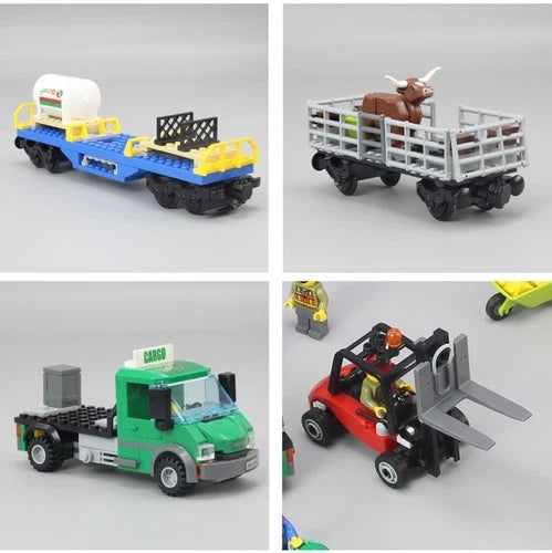 1033pcs Remote Control Cargo Train Building Blocks Fit 60052 Brick Model Toy
