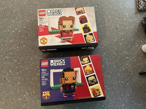 LEGO BRICKHEADZ 40542 FC BARCELONA & 40541 MANCHESTER UNITED GO BRICK ME NISB