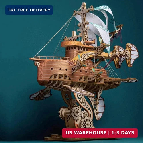 3D Wooden Puzzles for Adults, DIY Fantasy Spaceship Wooden Puzzle Model Building