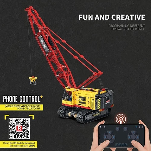 Reobrix Bluetooth RC Control Excavator Crane DIY Model kit Building Blocks Toys