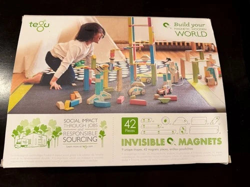 Tegu Classic Magnetic Wooden Building Block Set, 42pcs Classic
