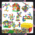 Kids STEM Building Set 188 Pcs Water Pipe Blocks with Wheels & Baseplate