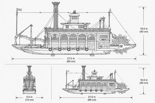 River Steamboat Building Blocks Model Ship No Box Approx. 4090 PCS